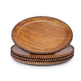 The Gerson Company Mango Wood Serveware Collection  Wood Beaded Chargers (set Of 4), , large