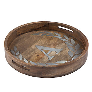 The Gerson Company Heritage Collection Mango Wood Round Tray With Letter "a", , large