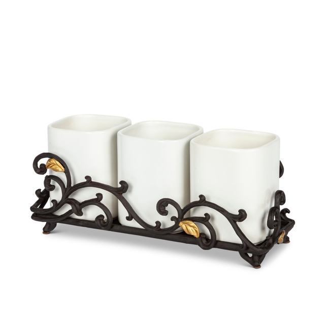 The Gerson Company Gold Leaf 3 Vase Flatware Caddy