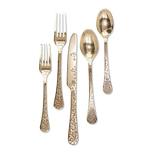 The Gerson Company Classic Golden Floral Stainless Steel Patterned Flatware (set Of 4), , large