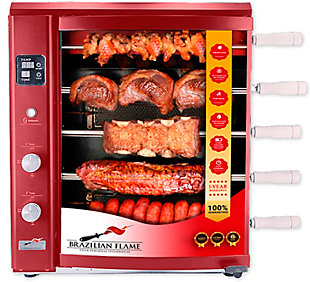 Brazilian Flame Brazilian Gas Rotisserie Grill with 5 Skewers, Red, large