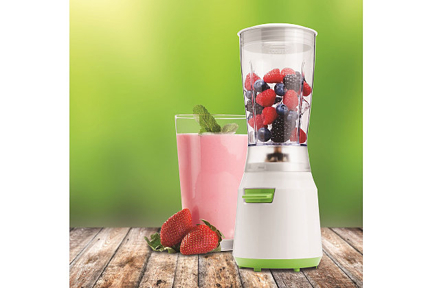 The powerful 180w Brentwood JB-191 14oz Personal Blender easily crushes ice. With one touch operation you can blend delicious personal smoothies, shakes, protein and more. Compact for easy storage. Removable parts are dishwasher safe. BPA Free.Blend Delicious Personal Smoothies, Shakes, Protein and more | One Touch Operation | Stainless Steel Blades | Includes 14oz Jar with Lid | Dishwasher Safe Removable Parts | Compact for Easy Storage | BPA Free | Power: 180w
