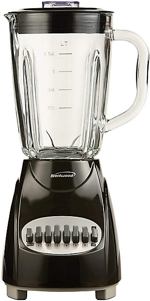 Use the powerful 350 watt Brentwood -Speed + Pulse Blender to easily crush ice and blend delicious fruit smoothies, thick milk shakes, hearty protein shakes and more. Simply attach the jar and choose one of the 12 speeds or pulse to crush, chop, mix, grate, blend, and liquefy. Includes a blade assembly with stainless steel blades and a BPA Free 42 ounce graduated glass jar with lid. Non-slip base keep blender secure in place. Removable blade assembly, jar and lid are dishwasher safe. Conveniently wrap the cord on the bottom of the blender for easy storage.Blend delicious smoothies, thick milk shakes, hearty protein shakes and more | Highly durable stainless steel blades | Blender comes with 42 ounce graduated glass jar and lid/fill cap | Removable blade assembly, jar and lid are dishwasher safe