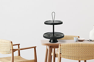 Creative Co-op Elegant Modern 2-tiered Tray Cake Stand, , rollover