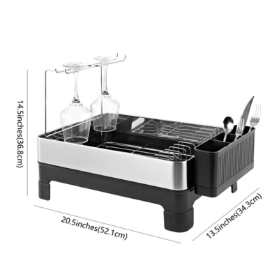 simplehuman Steel Frame Dish Rack with Wine Glass Holder, Fingerprint-Proof  Stainless Steel, Grey : : Home