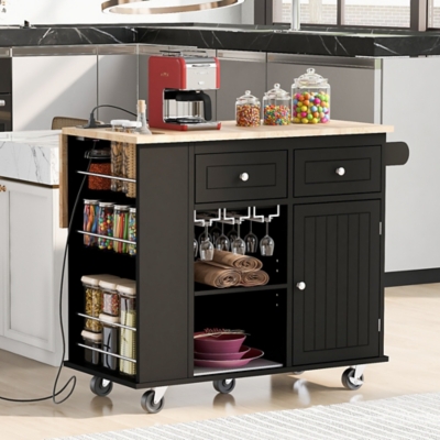 Dovelina Zenyra Kitchen Island, Black, rollover