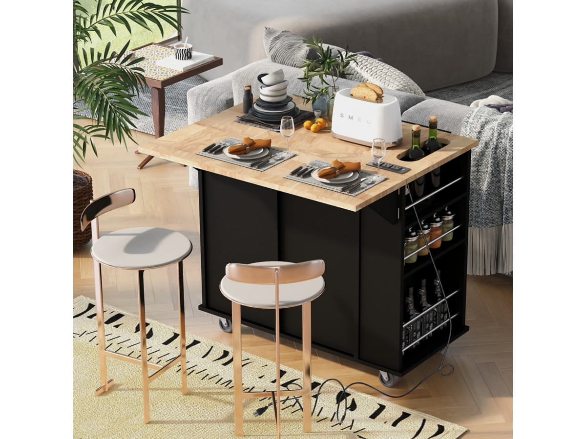 Ashley Dovelina Zenyra Kitchen Island, Black, image size:1200x900