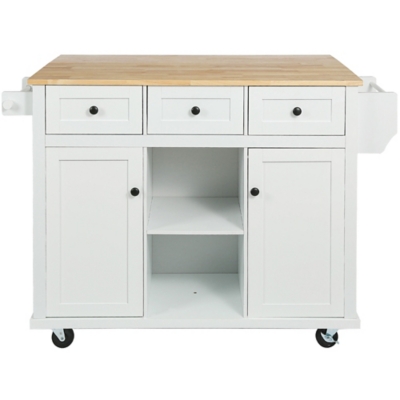 Dovelina Zenyra Kitchen Island with Power Outlet, White, large