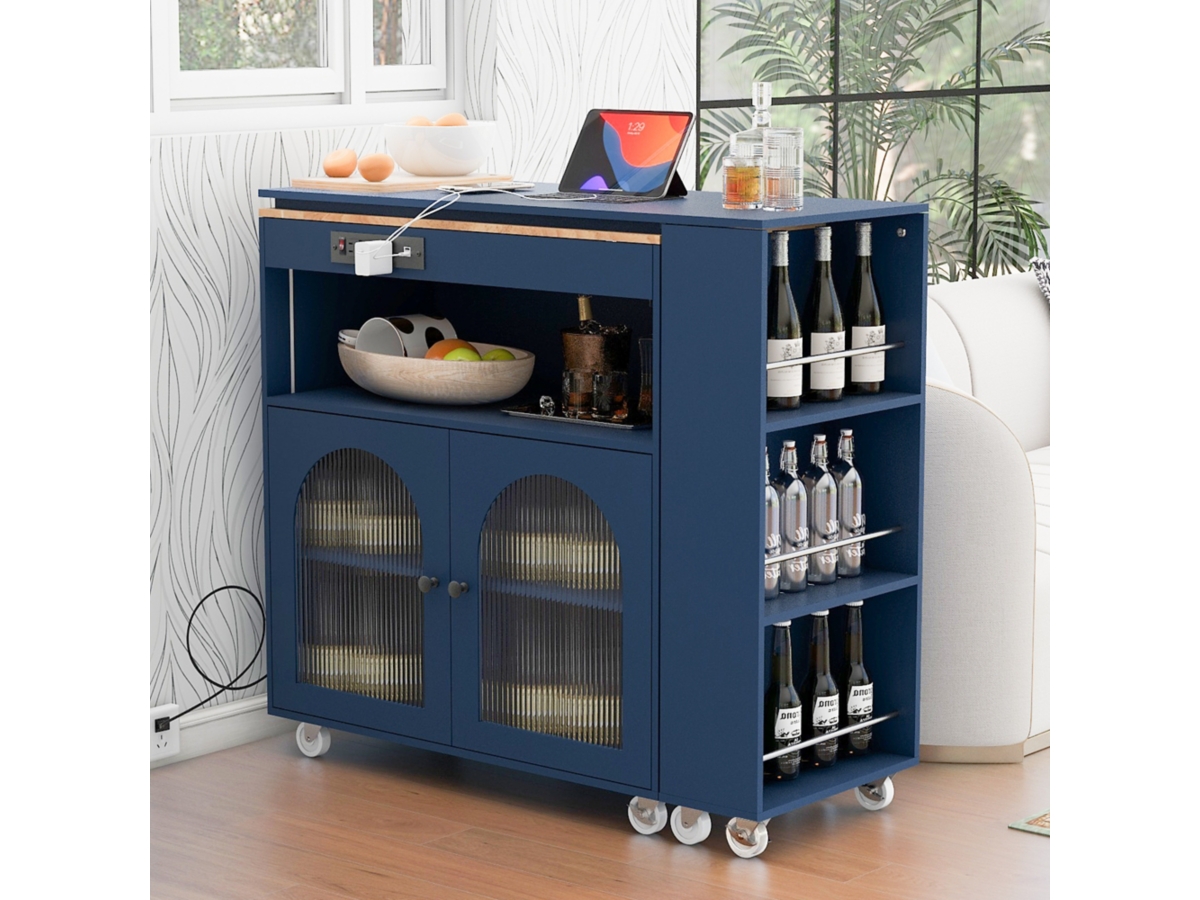 Dovelina Zenyra Kitchen Island With Extended Table