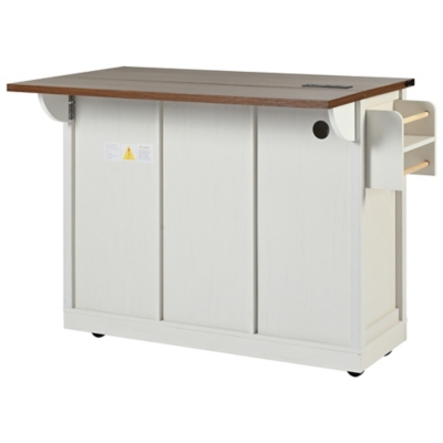 Dovelina Kiopy Kitchen Island with Power Outlet, White, large