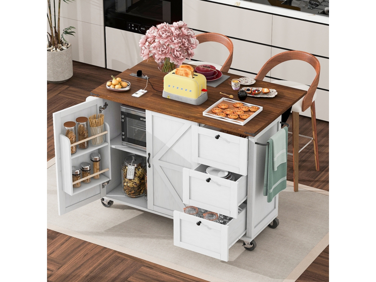 Dovelina Kiopy Kitchen Storage Island with Internal Storage Rack