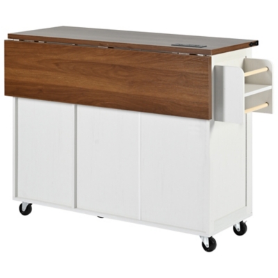 Dovelina Kiopy Kitchen Storage Island with Internal Storage Rack, White, large