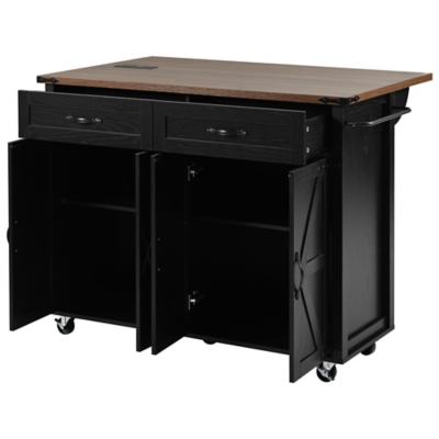 Dovelina Kiopy Rolling Kitchen Cart on Wheels, Black, large