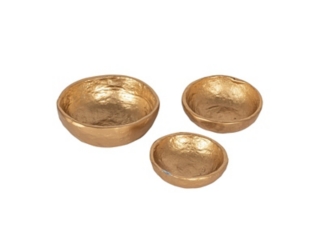 Storied Home Gold Decorative Bowls (Set of 3)