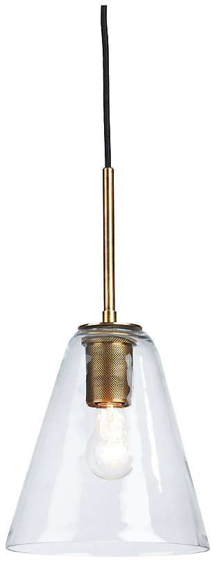 Collbrook Pendant Light, Clear/Brass, large