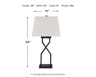 Brookthrone Table Lamp (Set of 2) Dimensions