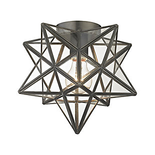 Moravian Star Flush Mount in Bronze Finish With Clear Glass, , rollover