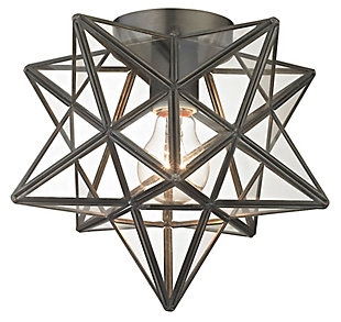 Moravian Star Flush Mount in Bronze Finish With Clear Glass, , large