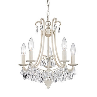 Antique Finish Victorian 5-Light Mini Chandelier in Antique Cream and Clear, , rollover