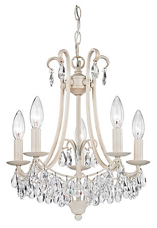 Antique Finish Victorian 5-Light Mini Chandelier in Antique Cream and Clear, , large