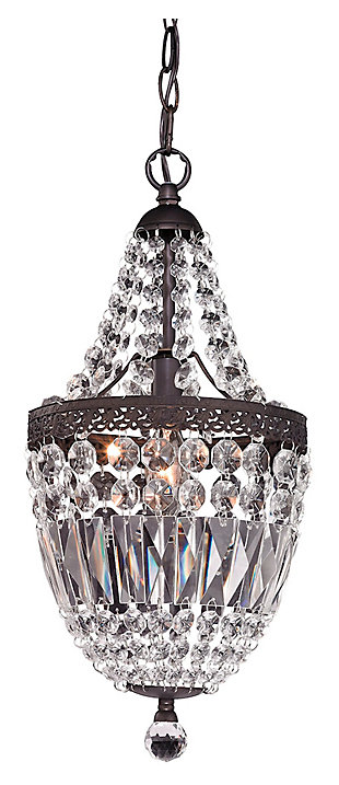 Bronze Finish Morley 1-Light Mini Chandelier in Dark Bronze and Clear, , large