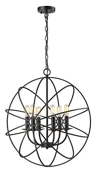 Yardley Yardley 6-Light Chandelier in Oil Rubbed Bronze with Wire Cage, , large