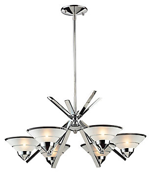 Refraction Refraction 6-Light Chandelier in Polished Chrome with Satin Glass, , large