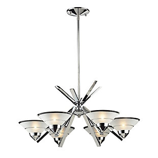 Refraction Refraction 6-Light Chandelier in Polished Chrome with Satin Glass, , rollover
