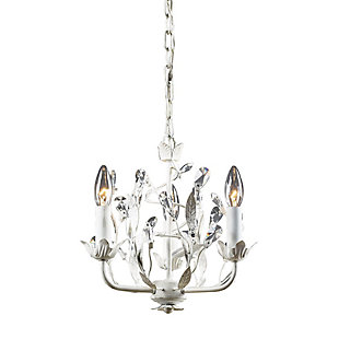 Circeo Circeo 5-Light Chandelier in Antique White with Crystal, Antique White, rollover