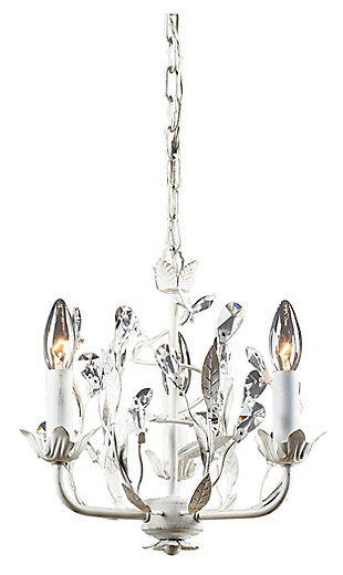 Circeo Circeo 5-Light Chandelier in Antique White with Crystal, Antique White, large