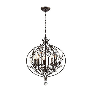 Circeo Circeo 5-Light Chandelier in Deep Rust with Crystal, , rollover