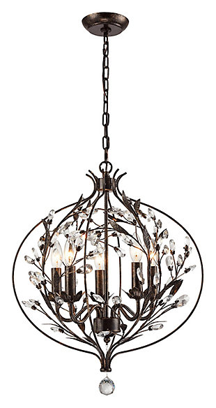 Circeo Circeo 5-Light Chandelier in Deep Rust with Crystal, , large