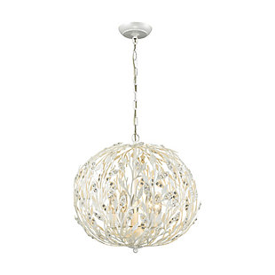Ella Elaine Trella 5-Light Chandelier in Pearl White with Clear Crystal and Openwork Metal Shade, , rollover