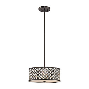 Gweneviere Genevieve 3-Light Chandelier in Oil Rubbed Bronze with Crystal and Mesh Shade, , rollover