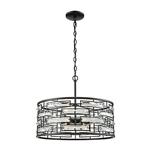 Lineo Lineo 6-Light Chandelier in Matte Black with Clear Crystal, , rollover