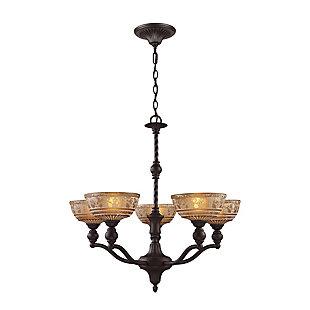 Bronze Finish Norwich 3-Light Chandelier in Oiled Bronze with Amber Glass, Oiled Bronze, rollover