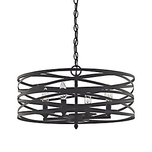 Four Light Vorticy 4-Light Chandelier in Oil Rubbed Bronze with Metal Cage, , large