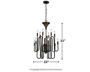 Part light source, part art form, this designer chandelier is totally brilliant. A stunning showcase of minimalism taken to the max, this decidedly contemporary light fixture will have you fixated on a modern point of view.Made of metal | Oil-rubbed bronze-tone finish | 12 b11 bulbs (not included); 60-watt max; ul listed | Hardwired fixture; professional installation recommended | Indoor use only | Assembly required