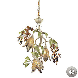 Three Light Chandelier in Seashell And Green Finish with Adapter Kit, , rollover