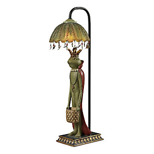 Why settle for standard light fixtures when this charming table lamp adds so much warmth and style? Whether lighting a living area, bedroom or entryway, this whimsical piece will steal the spotlight wherever it lands.Made of composite and fabric | Green-hued finish | Green leaf acrylic shade | 1 b11 bulb (not included); 60-watt max; ul listed | Indoor use only | On/off line switch | Assembly required