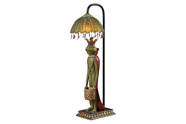 Why settle for standard light fixtures when this charming table lamp adds so much warmth and style? Whether lighting a living area, bedroom or entryway, this whimsical piece will steal the spotlight wherever it lands.Made of composite and fabric | Green-hued finish | Green leaf acrylic shade | 1 b11 bulb (not included); 60-watt max; ul listed | Indoor use only | On/off line switch | Assembly required