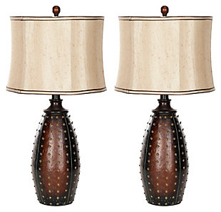 Studded Faux Leather Table Lamp (Set of 2), , large