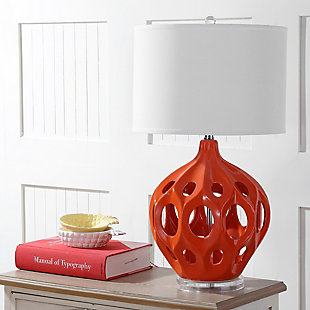 Ceramic Table Lamp, Orange, rollover
