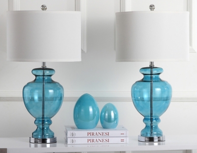 Translucent Glass Table Lamp (Set of 2), Transparent Blue, large