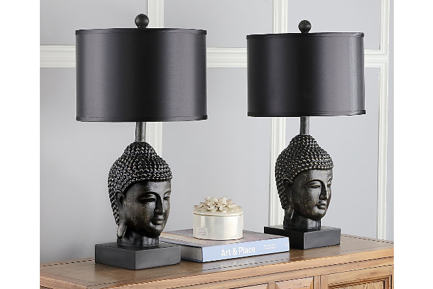 Buddha Shaped Table Lamp Set Of 2, Buddha Head Table Lamp