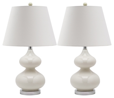 Glass Double Gourd Table Lamp (Set of 2), White, grid