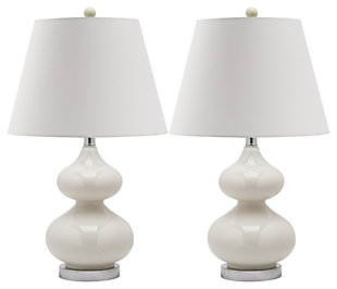 Glass Double Gourd Table Lamp (Set of 2), White, large
