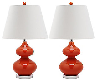 York Double Gourd Table Lamp (Set of 2), Orange, large
