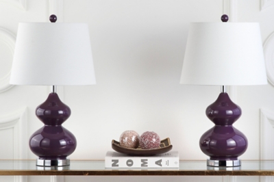 York Double Gourd Table Lamp (Set of 2), Plum, large