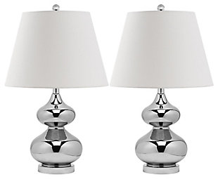 York Double Gourd Table Lamp (Set of 2), Silver, large
